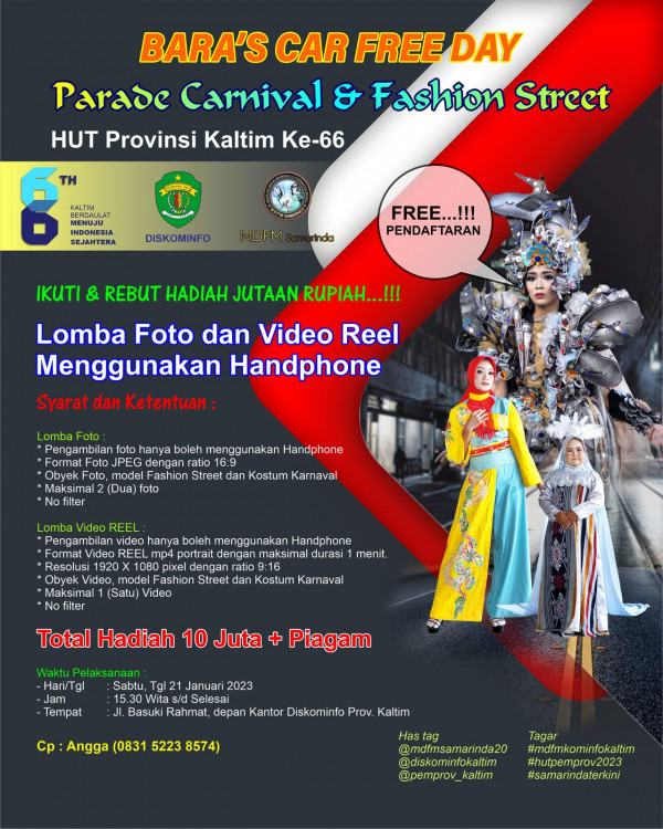 Bara’s CFD Akhir Pekan Ini di Jalan Basuki Rahmat Samarinda, Ada Lomba