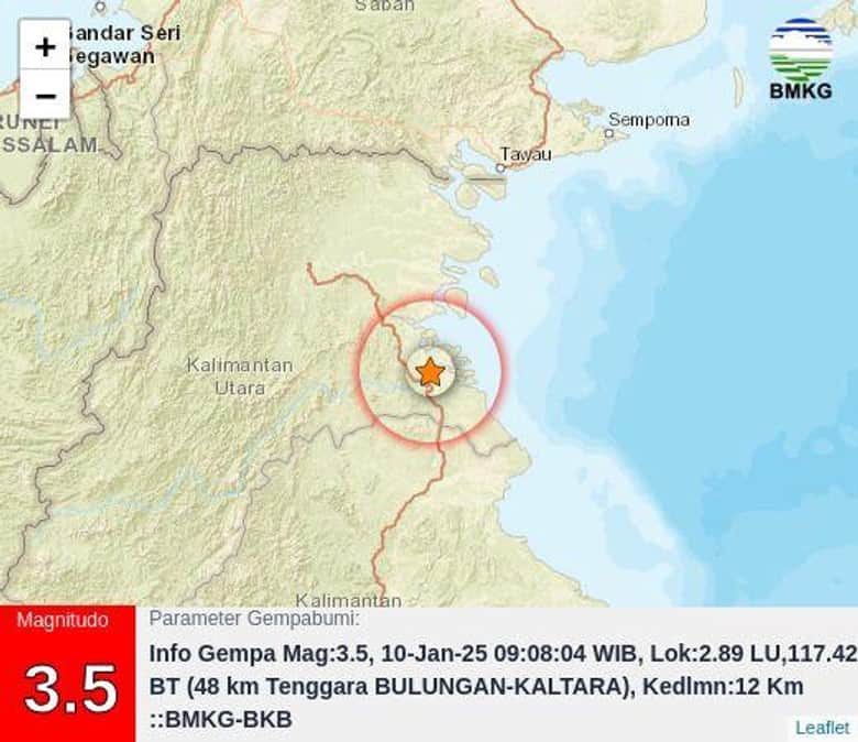 Gempa Magnitudo 3,5 Guncang Tanjung Selor, Warga Diminta Tetap Tenang